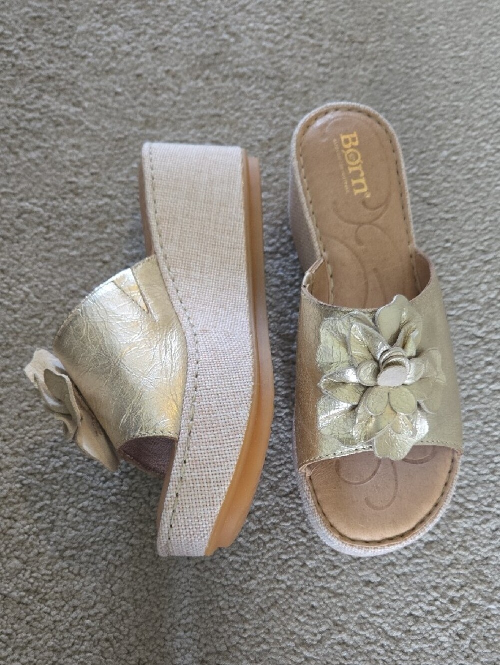 Born Metallic Gold Floral Slide Mules - Picture 5 of 5